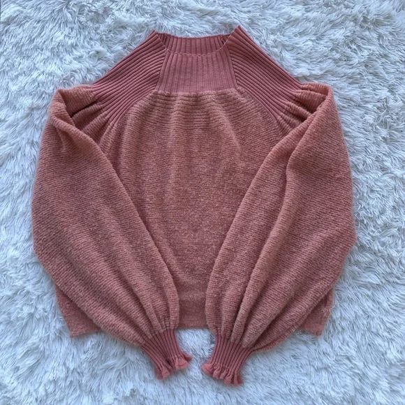 FREE PEOPLE • Elderflower Sweater Wool/Alpaca in Peach Size Large - Picture 10 of 15